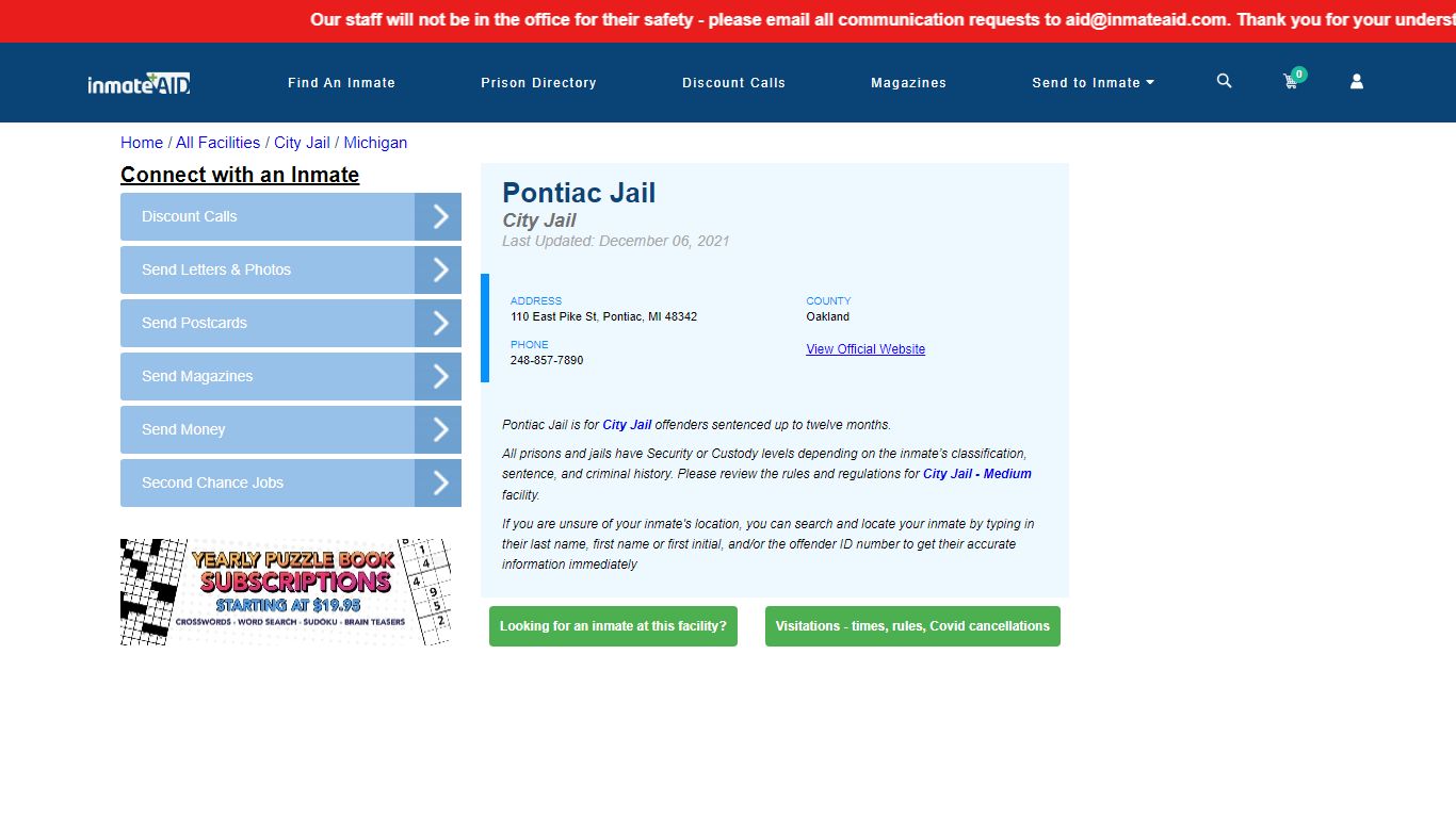 Pontiac Jail | Inmate Locator